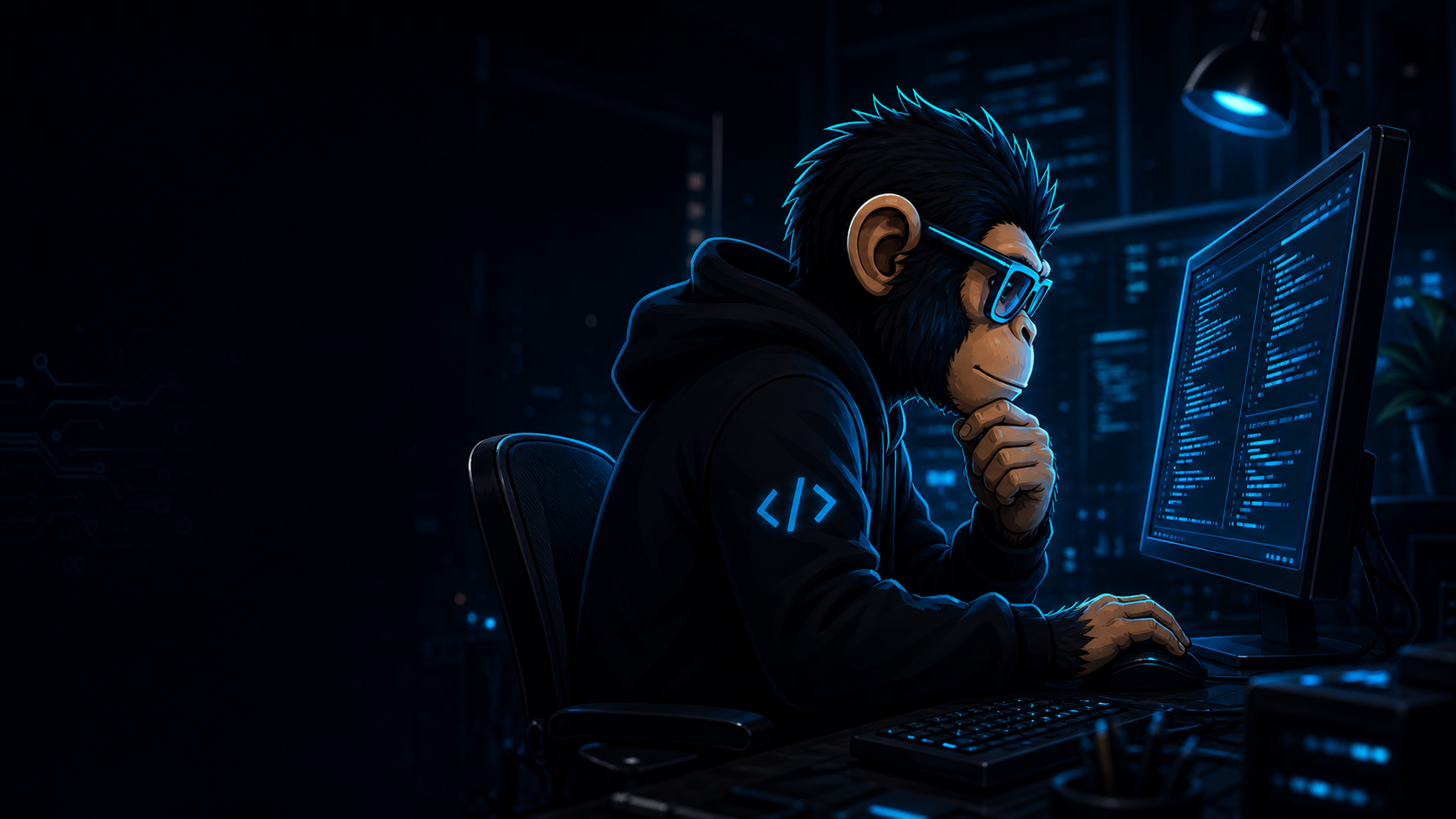 Dev Monkeys ontwikkelaar werkt aan maatwerksoftware op een scherm